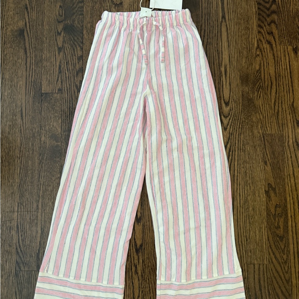 Zara Kids Pink and White Striped Casual Pants